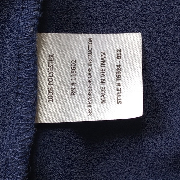 NWOT Lush V-Neck Chiffon Blouse S Blue Strappy Detail Cuffs - 50off3 - Picture 4 of 8